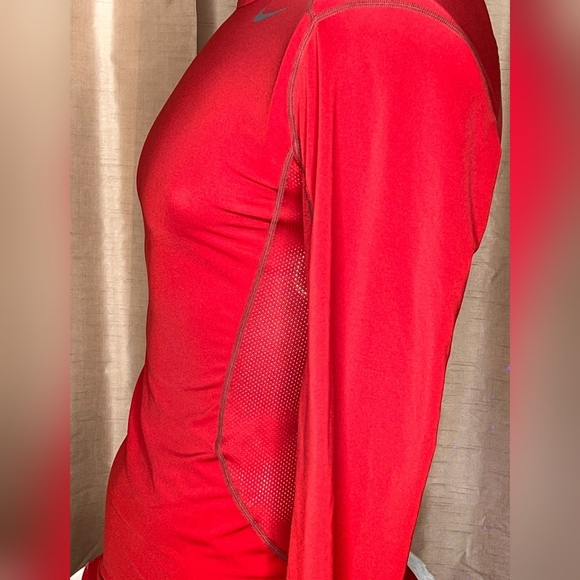 Nike Pro Combat Men's Fitted Long Sleeve Workout Shirt - Size: Small - Red - Picture 10 of 11